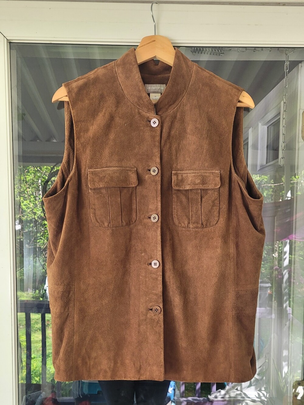 Vintage Brown Suede Vest Large Timeless Western Cowgirl Chic Button Front